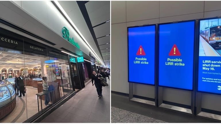 Across from Realmuto Alta Pasticceria Italiana in Penn Station, a warning flashes on...