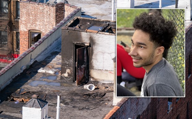 Lance Garcia (inset) was one of three people killed in a fire in an apartment building on Dyckman St. near Broadway in Inwood early Monday, May 4, 2026. (Theodore Parisienne / New York Daily News; GoFundMe)
