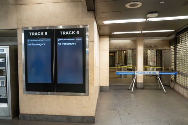 LIRR tracks are closed at Atlantic Terminal Station in Brooklyn on Saturday.