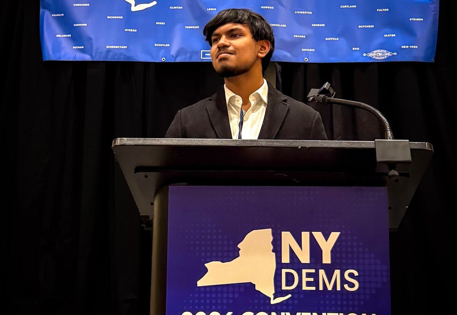 Zayed Kadir at his first New York State Democratic Convention held in Syracuse in February.