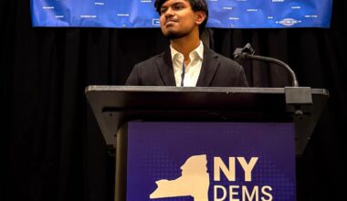 Zayed Kadir at his first New York State Democratic Convention held in Syracuse in February.