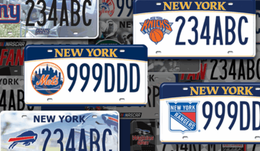 Which sports team license plates rank highest in New York State?