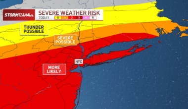 Severe thunderstorm warning possible in NYC today: See risk map – NBC New York