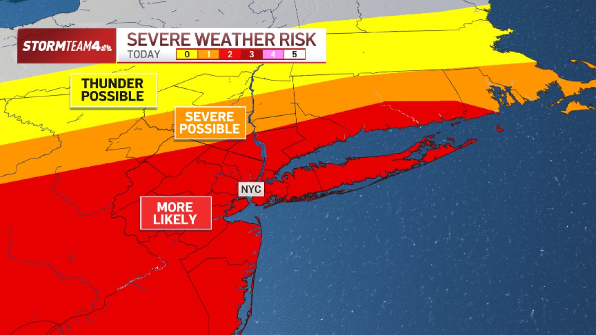 Severe thunderstorm warning possible in NYC today: See risk map – NBC New York