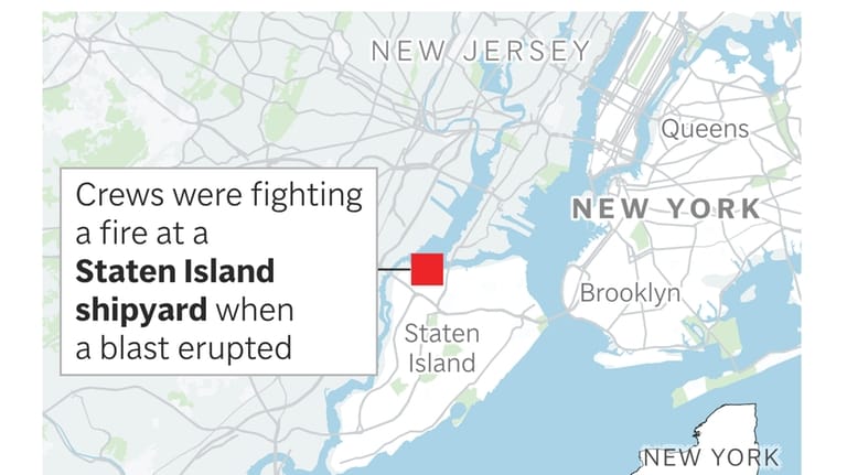 A blast at a shipyard on New York's Staten Island...