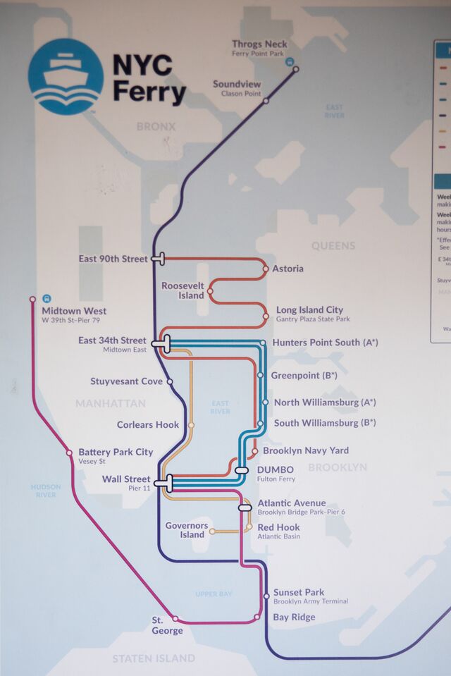 a map of the new york city ferry routes