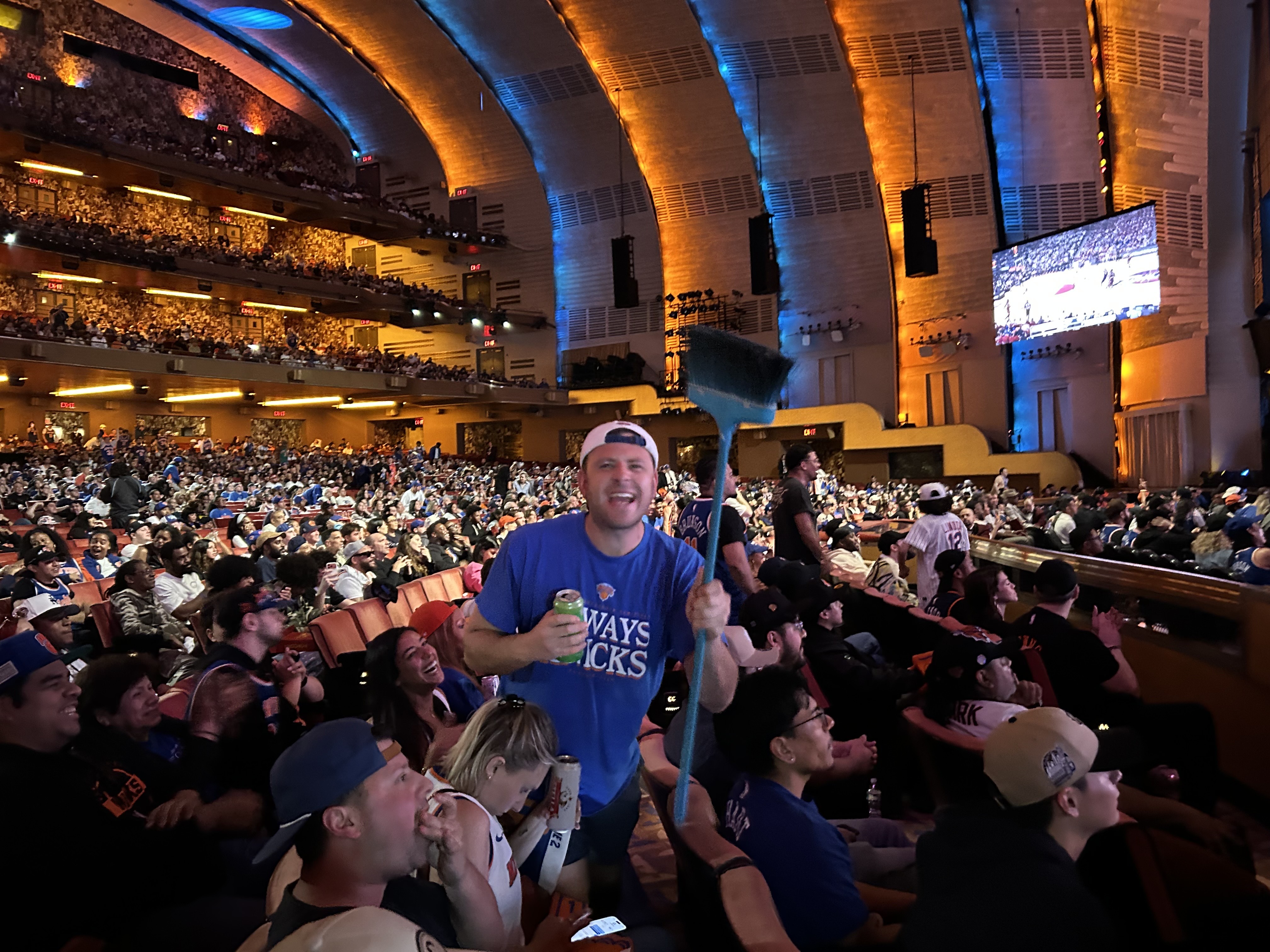 Fans attend the Knicks Game 4 Watch Party at Radio City Music Hall on Monday, May 25, 2026. (Kerry Burke/New York Daily News)