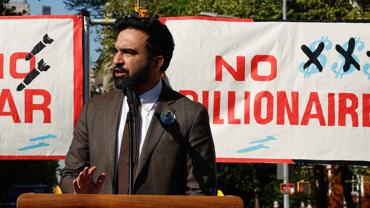 New York City Mayor Zohran Mamdani speaking at a May Day rally