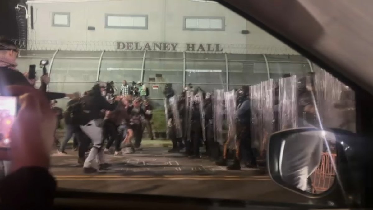 Delaney Hall protests: WNBC crew removed from car during tear gas – NBC New York