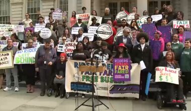 City Council leaders, transit advocates rally for Fair Fares ahead of hearing in New York City