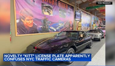 Novelty 'KITT' license plate from classic show 'Knight Rider' receives NYC traffic ticket despite being in Illinois museum