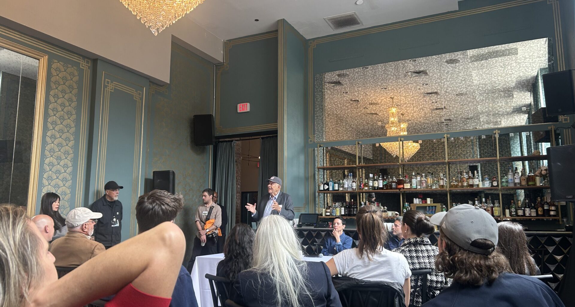 Norm Brodsky, a self-described “serial entrepreneur,” dishes out advice at the “Whiskey Wednesday Entrepreneurs” panel. Photo: Ella Spungen