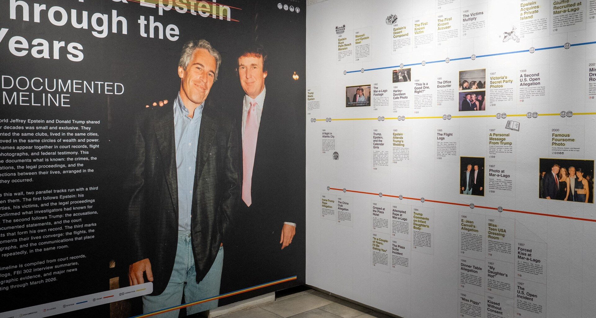 NYC exhibit displays millions of Epstein files to spotlight US corruption | Donald Trump