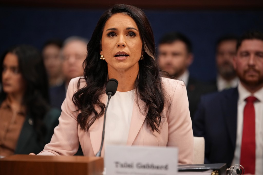 U.S. Director of National Intelligence Tulsi Gabbard speaking at a House Select Intelligence Committee hearing.