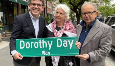 New sign on a street corner in Brooklyn, NY, honours legacy of Dorothy Day