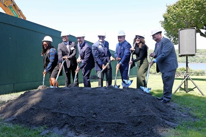 Elected officials and RiverSpring executives gathered for a ceremony May 12 to celebrate the River&rsquo;s Edge groundbreaking.