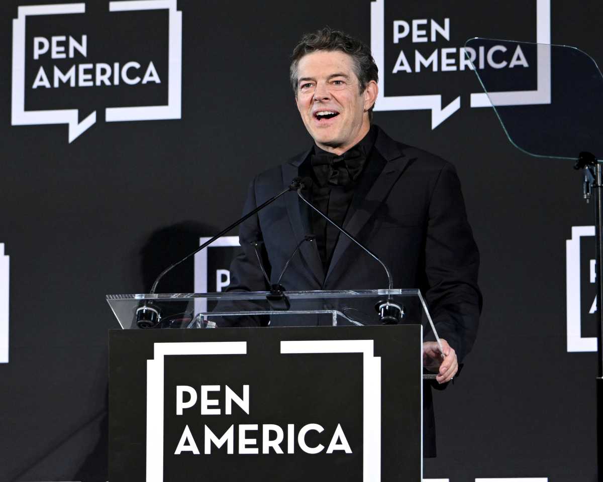 NEW YORK, NEW YORK - MAY 14: Jason Blum speaks onstage during the 2026 PEN America Spring Literary Gala at American Museum of Natural History on May 14, 2026 in New York City. 
