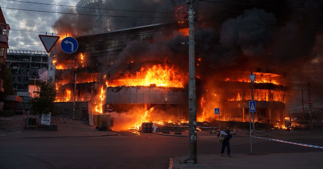 Kyiv, Ukraine, Hit in Russian Missile Attack
