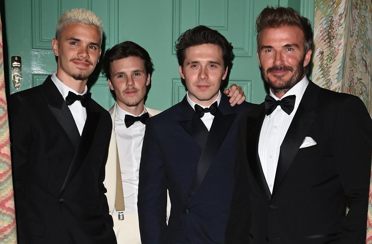 Page Six previously reported last month that the Beckhams will “never give up hope” of reuniting with their eldest son. (Pictured: David with his three sons.) Justin Goff Photos/Getty Images