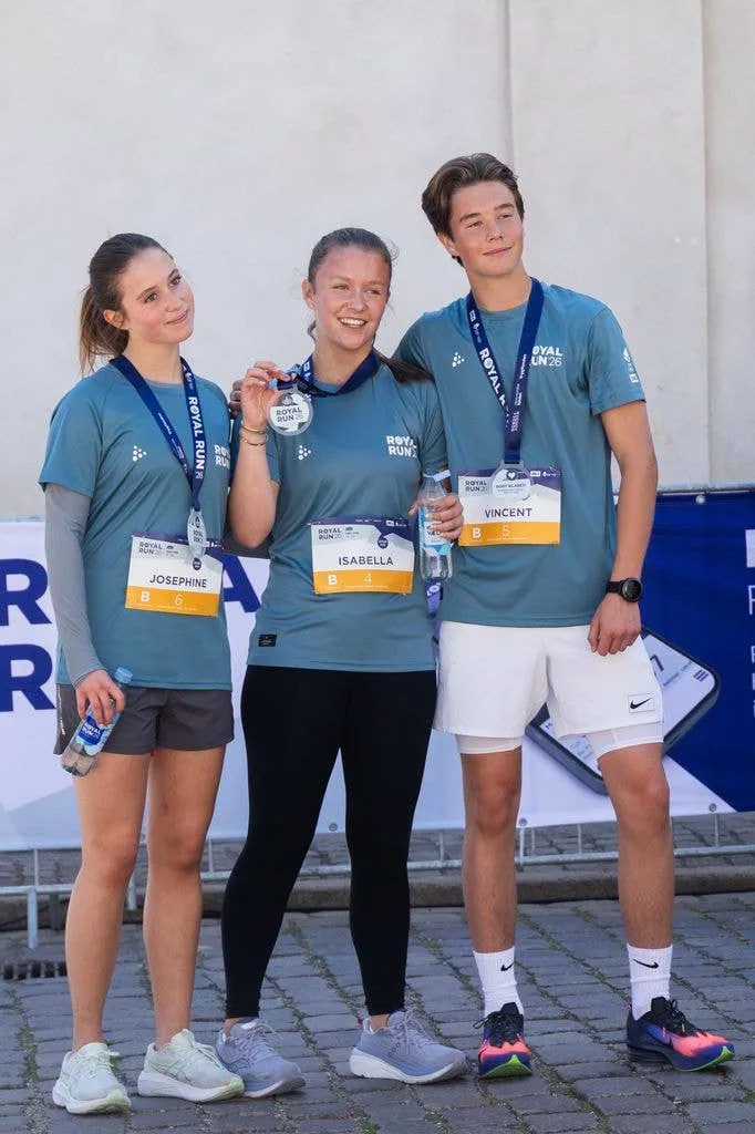 Princess Josephine of Denmark, Princess Isabella of Denmark, and Prince Vincent of Denmark participate in the Royal Run in Copenhagen