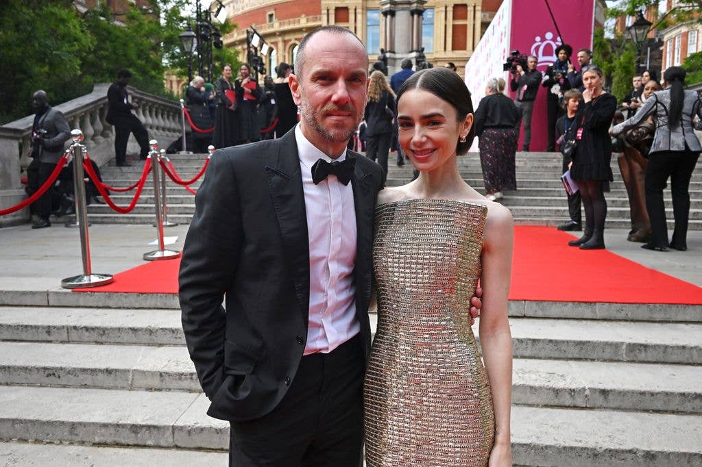 Charlie McDowell and Lily Collins at A King's Trust event