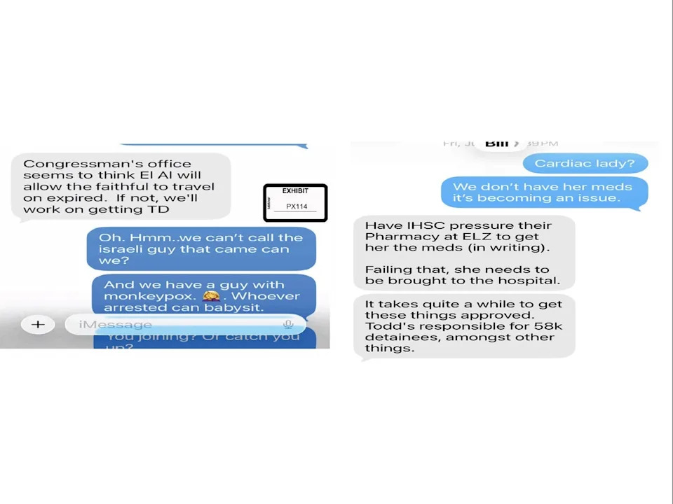 Text messages among ICE officials revealed in court documents appear to show concerns about overcrowding and urgent medical issues inside 26 Federal Plaza in 2025 (United States District Court for the Southern District of New York)