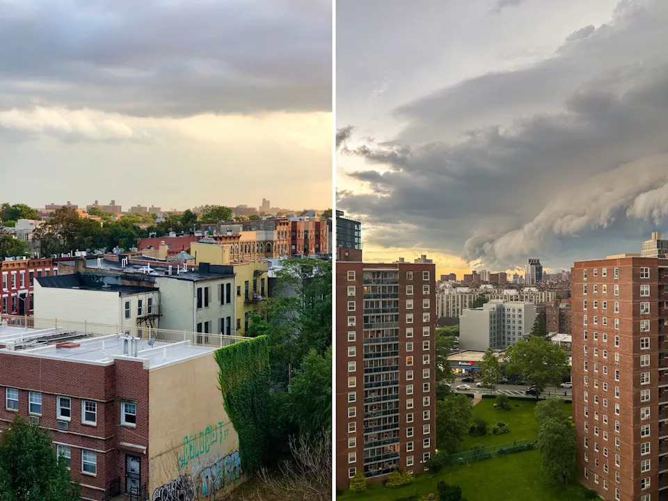 A composite image of rooftop views in Brooklyn and Queens
