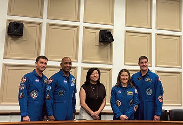 Congresswoman Meng met with Artemis II crew members Reid Wiseman, Victor Glover, Christina Koch, and Jeremy Hansen to recognize their achievements and discuss the future of American space exploration.