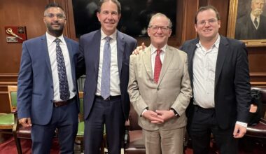 From left: Neal Bhushan, Esq., Bradley Zimmerman, Esq., Alan Fuchsberg, Esq., and Eli Fuchsberg, Esq. Photo: Wayne Daren Schneiderman/Brooklyn Eagle