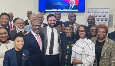 Mayor Zohran Mamdani, Councilmember Crystal Hudson, Rev. Dr. Robert Waterman, Hon. Robin Sheares, Hon. Cenceria Edwards and members of the African American Clergy and Elected Officials. Photo: Wayne Daren Schneiderman/Brooklyn Eagle