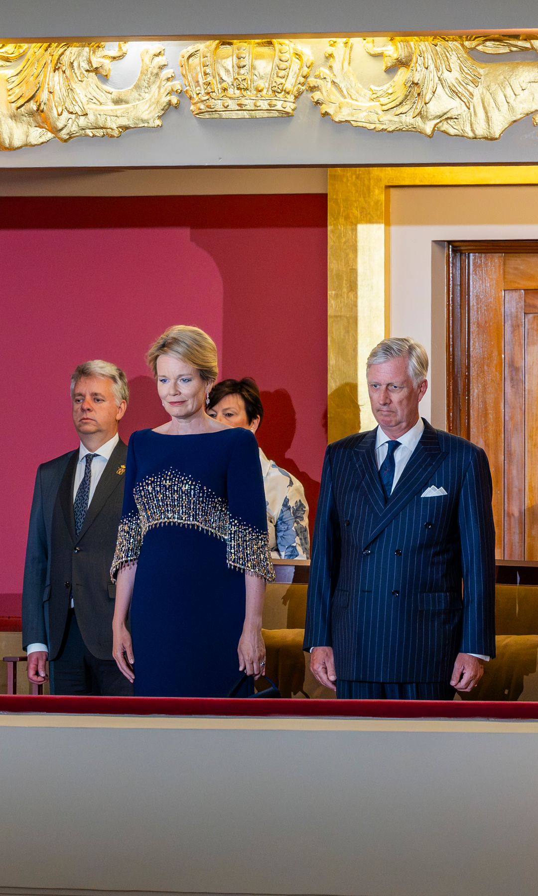 King Philippe of Belgium and Queen Mathilde of Belgium arrive for a session of the final of The Queen Elisabeth International Music Competition at Bozar on May 25, 2026 in Brussels