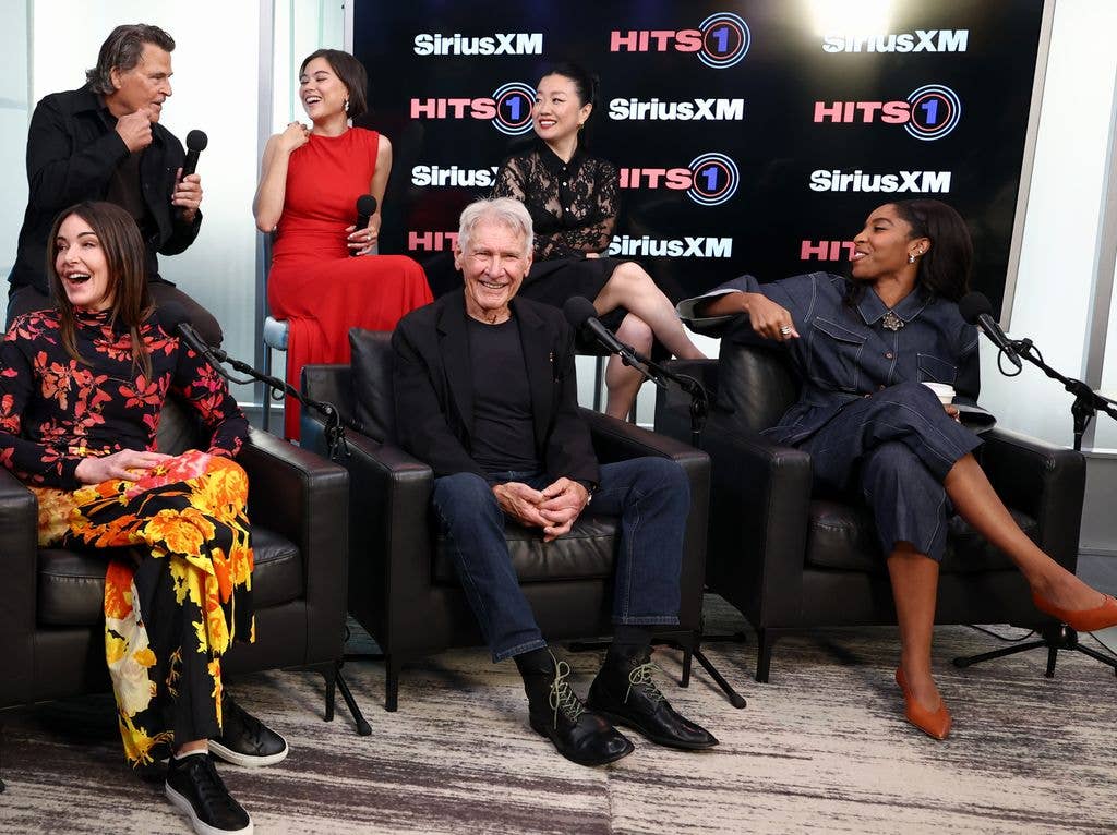 Harrison with the cast of 'Shrinking' at SiriusXM Studios 