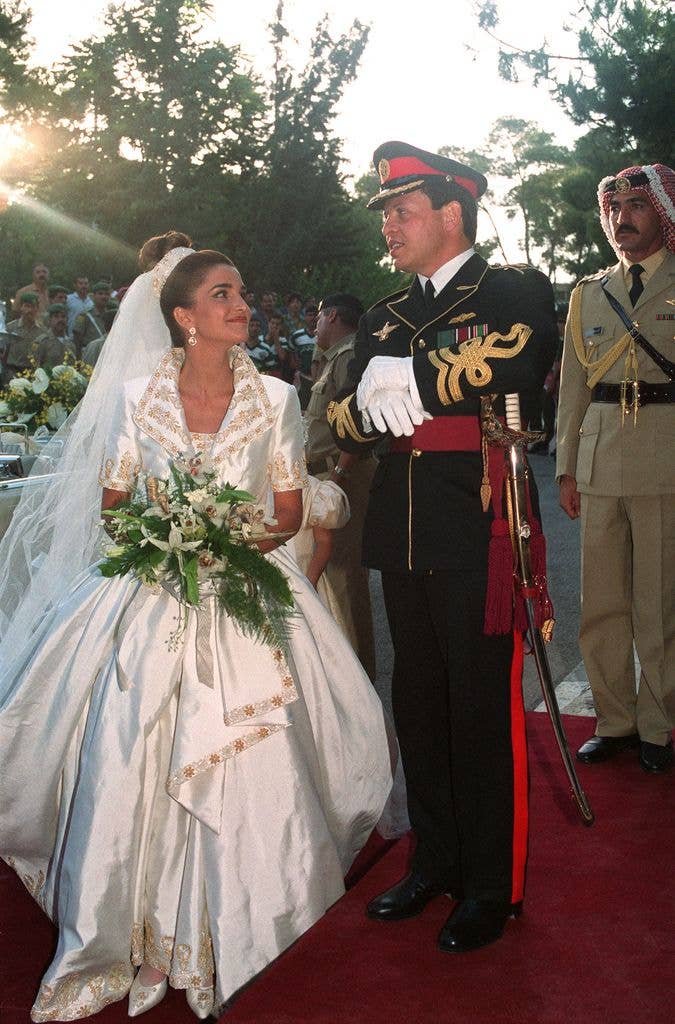 King Abullah and Queen Rania on their wedding day