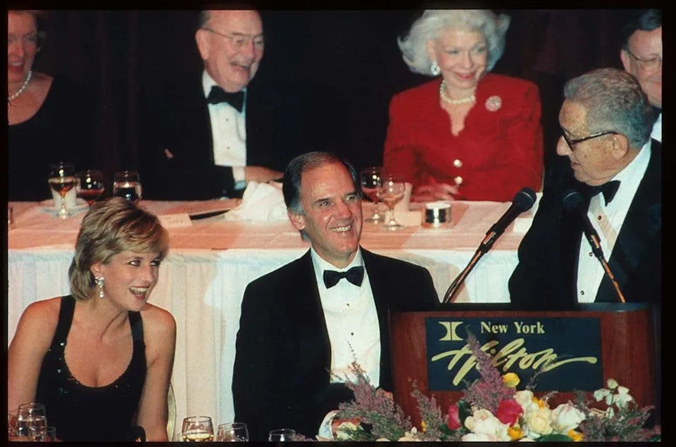 Diana accepted the UCP Humanitarian Award at the 1995 United Cerebral Palsy Awards gala in New York City during a visit in December 1995.