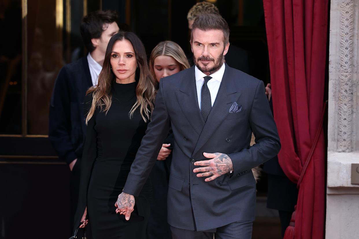 “To the kindest most generous soul. We will spoil you all day!!!! Nobody deserves it more than you,” she added. (Pictured: David and Victoria leaving their hotel in January.) GC Images