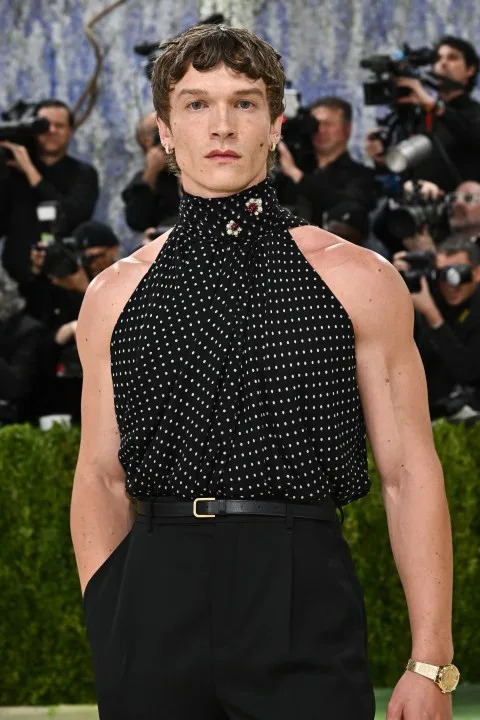 Connor Storrie arrives at The Metropolitan Museum of Art’s Costume Institute benefit gala celebrating the opening of the “Costume Art” exhibition on Monday, May 4, 2026, in New York. (Photo by Evan Agostini/Invision/AP)