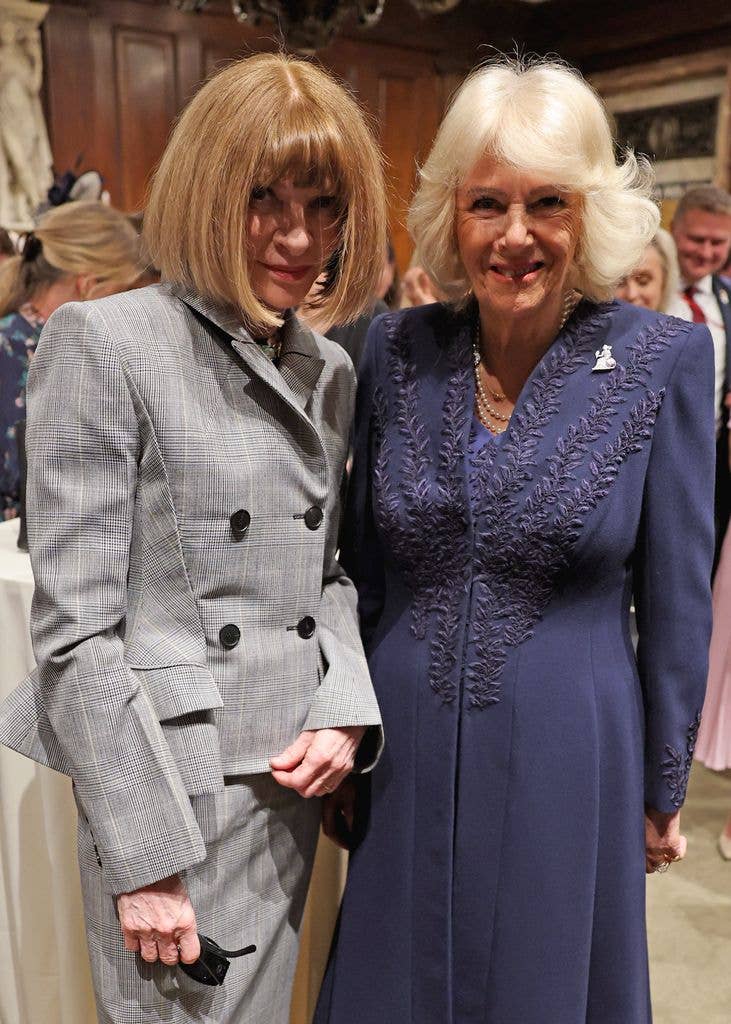 Anna Wintour and Queen Camilla attend a literary engagement at New York Public Library on day three of the State Visit of King Charles III and Queen Camilla to the United States of America, on April 29, 2026 in New York, New York. 