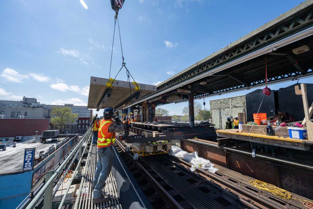 MTA subway workers repairing elevated tracks