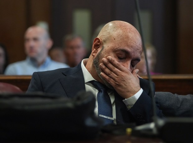 Harry Ruiz reacts in court after a Manhattan judge vacated his decades-old conviction for the murder of Emmanuel Felix on Monday, April 27, 2026. (Dean Moses / amNY / Pool)