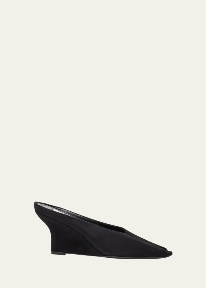 Velvet Peep-Toe Mules