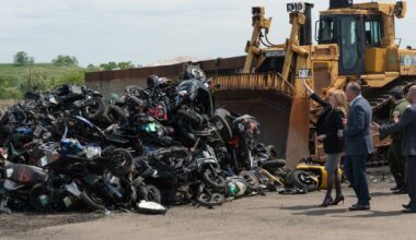 Cops use bulldozers to crush 200 seized motorbikes on Staten Island | National News