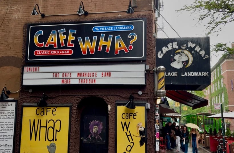‘CAFE WHA?’ Where it all began for Bob Dylan, singing with his harmonica.