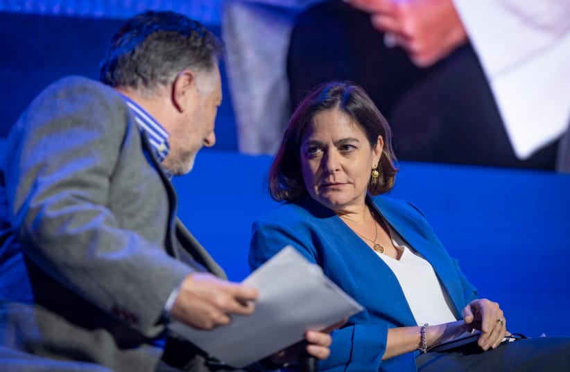 Caroline Glick, International Affairs Advisor to the Prime Minister of Israel attends the FOZ Ambassadors Summit in Jerusalem, December 7, 2025.