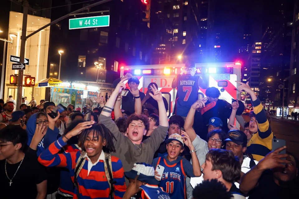 The celebrations came despite the NYPD’s move to call off the venue’s usual outdoor watch party during Monday’s playoff game. Michael Nagle for NY Post