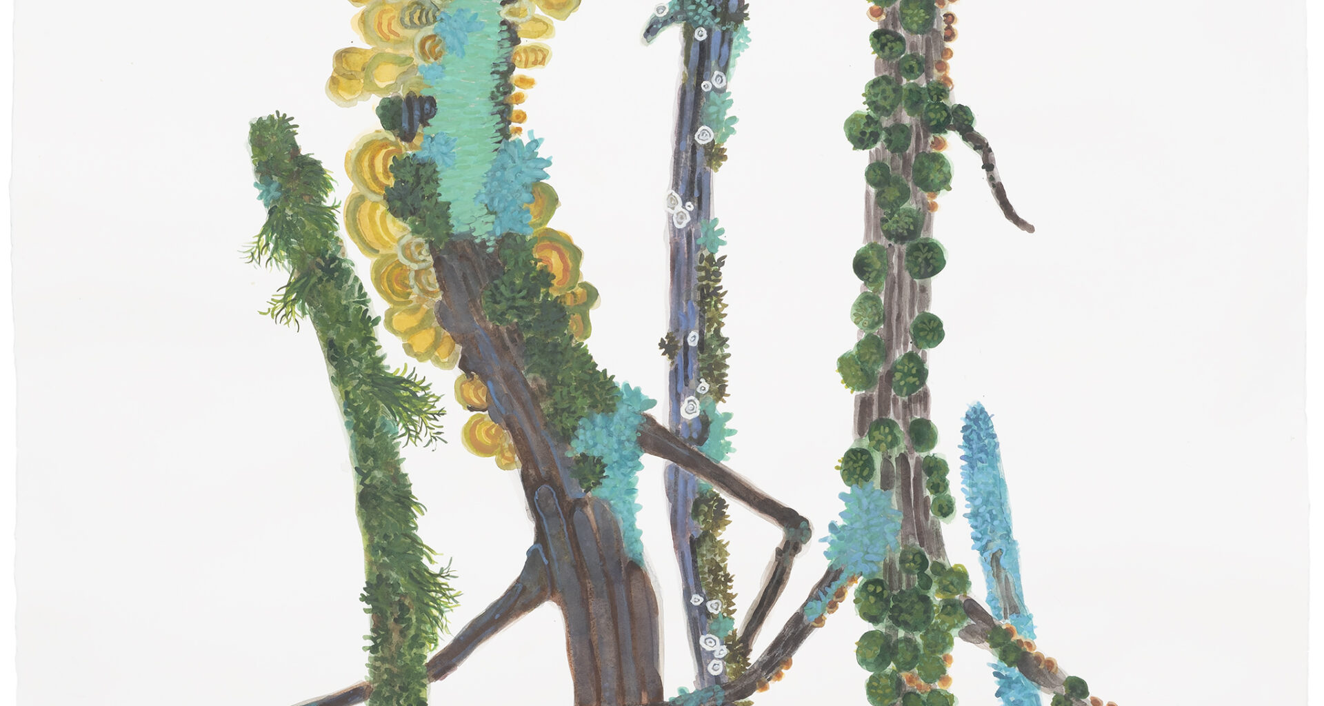 Katie Degroot, Family Matters, 2025. Watercolor and opaque watercolor on paper, 60 × 40 inches. Courtesy the artist and Kathryn Markel Fine Arts.