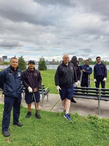 (L. to r.): Mike Gutierrez and Michael Brown with their youth explorers.