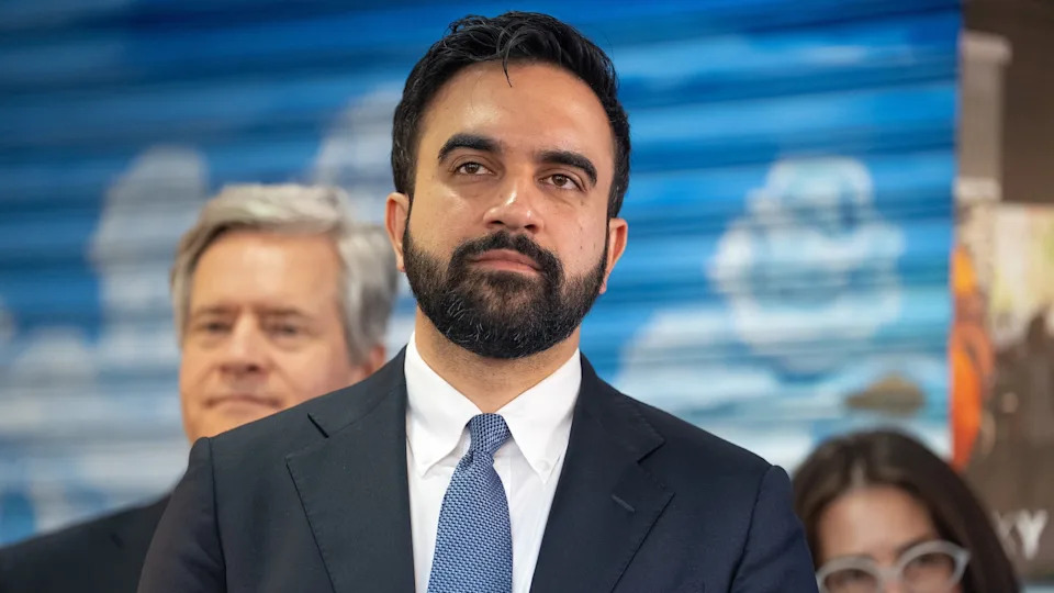 New York City Mayor Zohran Mamdani at a news conference in La Marqueta.