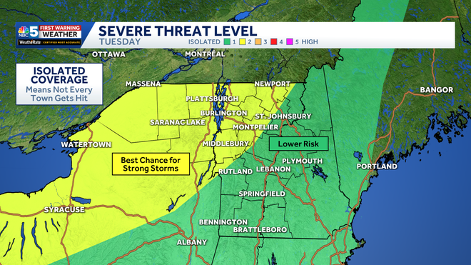 SPC Day 1 Risk for strong to severe thunderstorms Tuesday afternoon.