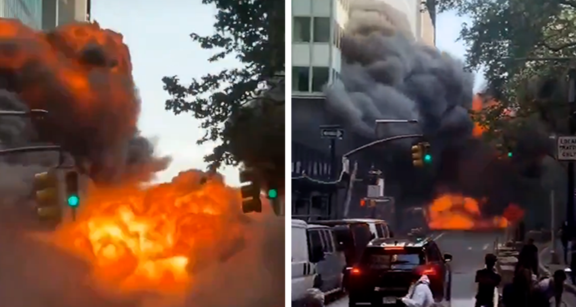 Car Explodes in Lower Manhattan, Billowing Smoke Fills Sky, on Video