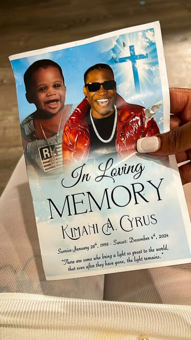 The funeral program for Kimani Cyrus, who was fatally shot on Dec. 3, 2024. (Courtesy of Family)